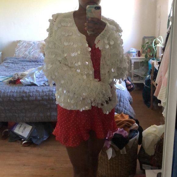 Sequin open front cardigan - Picture 3 of 5